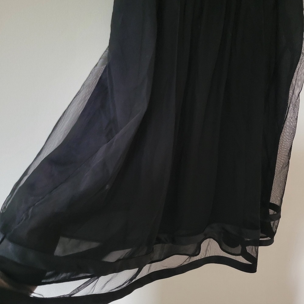 Vintage 90s Y2K Black Chiffon Babydoll Lingerie Slip Dress Grunge Punk - Picture 6 of 8